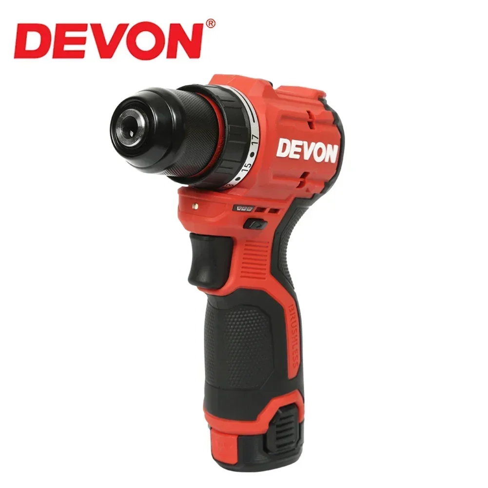 Devon 5208 12V Cordless Electric Drill Brushless Motor 50Nm 1700rpm Dual Speed Torque Adjustable Share Flex Battery Platform