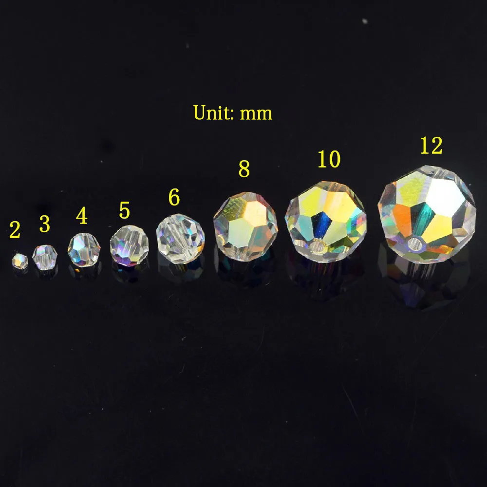 50pcs/ Bag  Hot Sale 2mm-12mm AB Color Cut surface bead synthetic crystal Beads for Bulk Diy Jewelry Bracelet necklace making