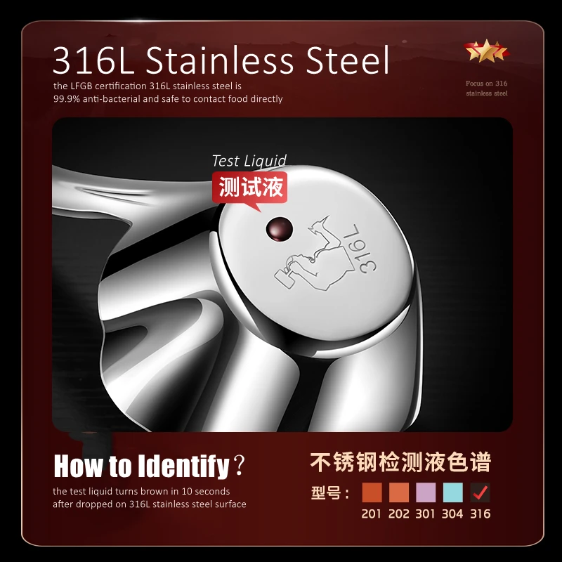 LFGB Certification 99.9% Anti-bacterial 316L Stainless Steel Oil Separating Spoon 1.36mm Thickness 8.8cm Width 28cm Soup Ladle