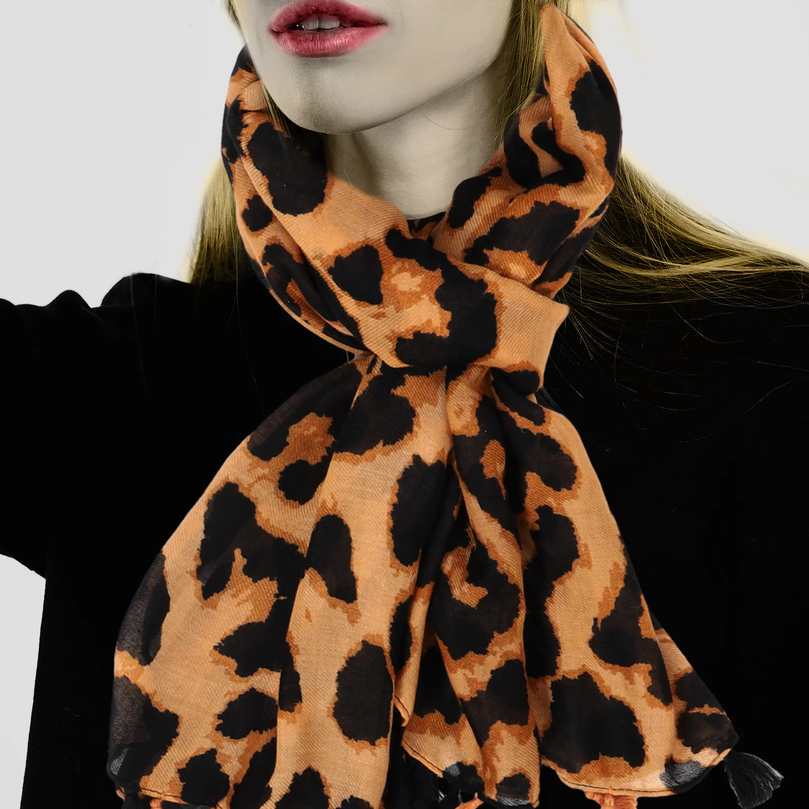 

Leopard Print Scarf Shawl Tassel Women Beach Wrap Lightweight Warm Winter Fashion Gift Women Scarf