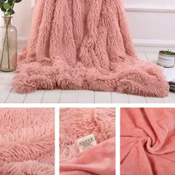 1PCS Super Soft Fuzzy Fur Faux Elegant Cozy With Fluffy Throw Blanket Bed Sofa Bedspread Long Shaggy Soft Warm Bedding Sheet