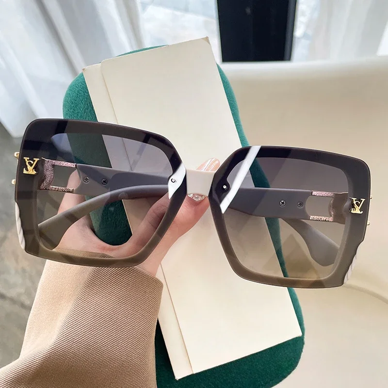 

2025 New Square Oversized Sunglasses Ladies Letters Polarized Sun Glasses Women Luxury Brand Designer Shades Gafas De Sol UV400