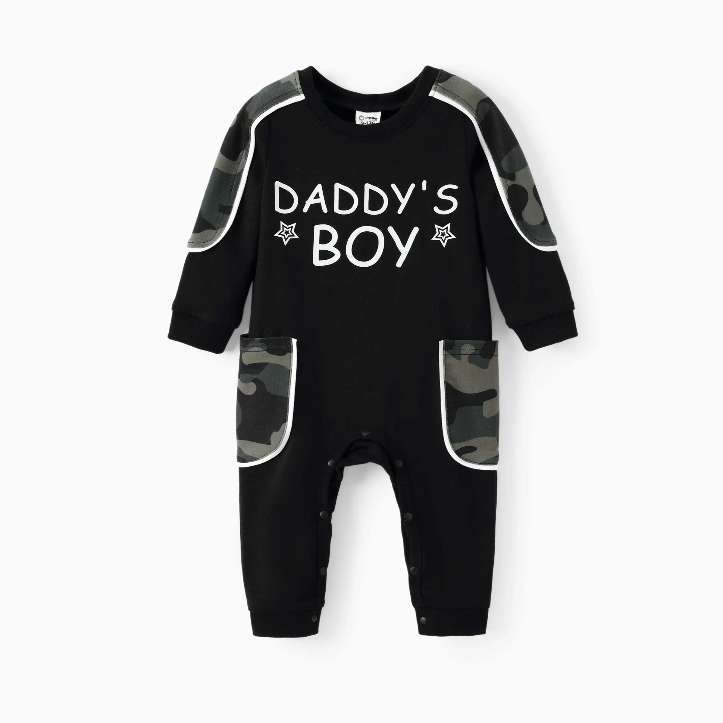 

PatPat Baby Boy Letter Print Camouflage Jumpsuit