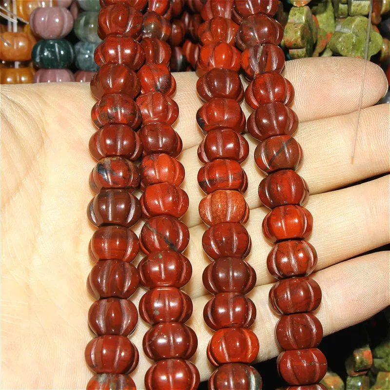 8~14mm Natural Semi-precious Stone Colorful Crystal Tiger Eye Pumpkin-shaped Loose Bead Jewelry Making DIY Bracelet Necklace 15