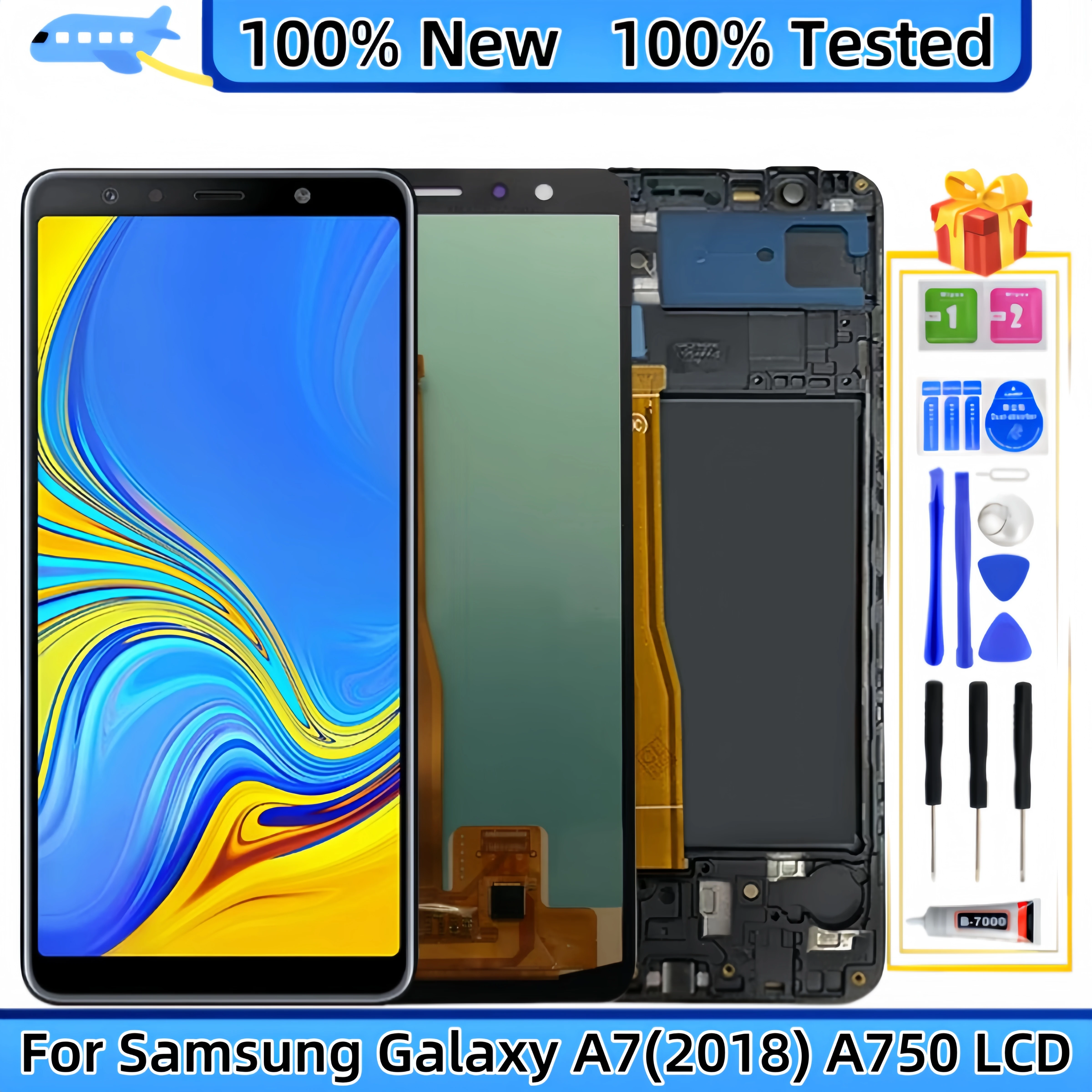 LCD Display Touch Screen Digitizer Assembly Replacement, Samsung Galaxy A7 2018, SM-A750FN, A750F, A750G, A750GN, A750X, A750N