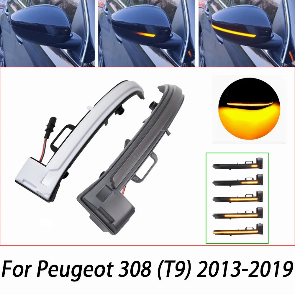 

2X Smoke LED Dynamic Mirror Blinker Light Turn Signal Lamp Amber light For Peugeot 308 2013-2019