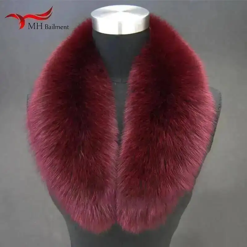 Super Large Real Fox Fur Collar Green Fruit Design V-Collar Horn Detail Scarf Cap Strip for Men And Women