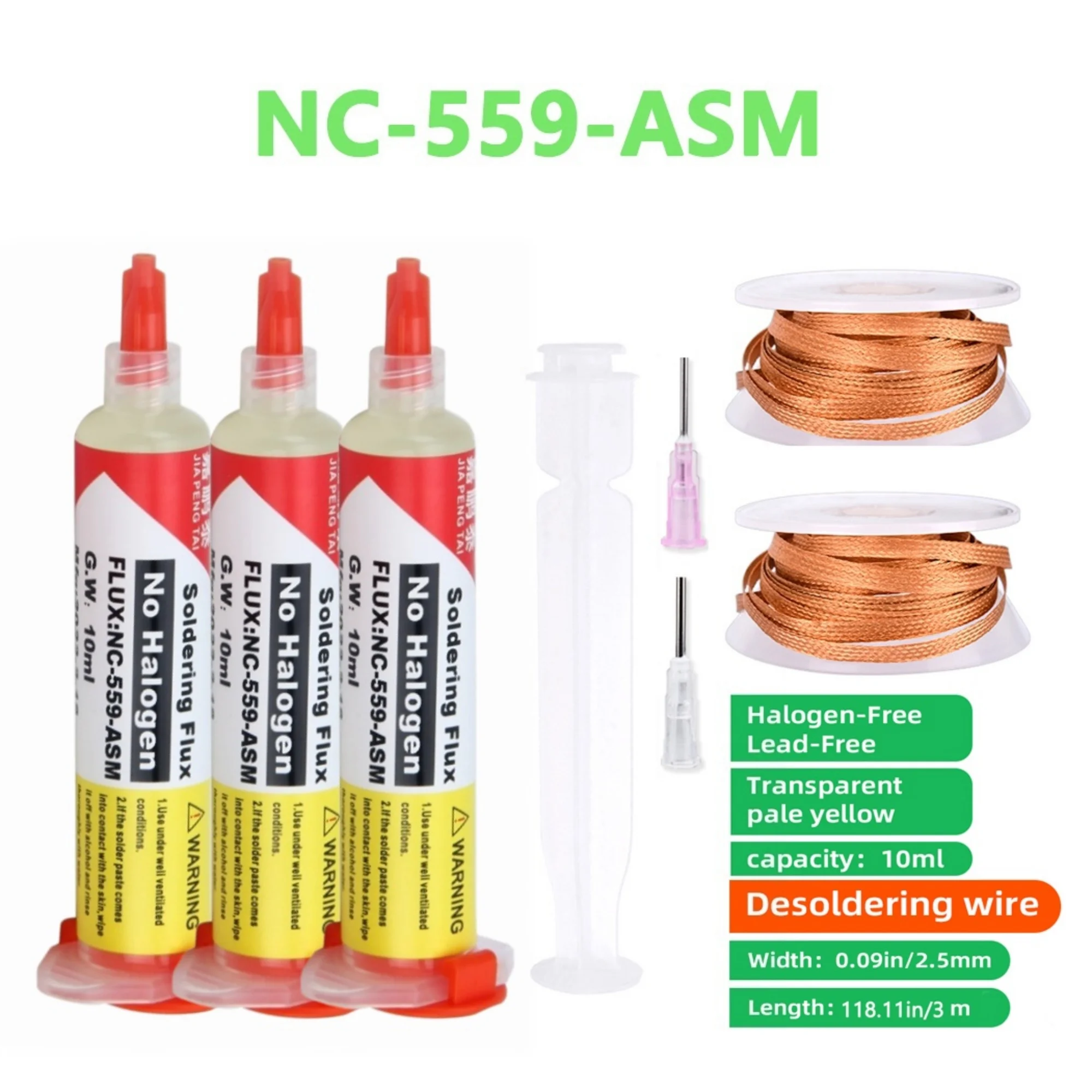 10cc NC-559-ASM No-Clean Solder Flux Paste 10ml Syringe for BGA Reballing, PCB SMD Chip Soldering & Electronic Repair