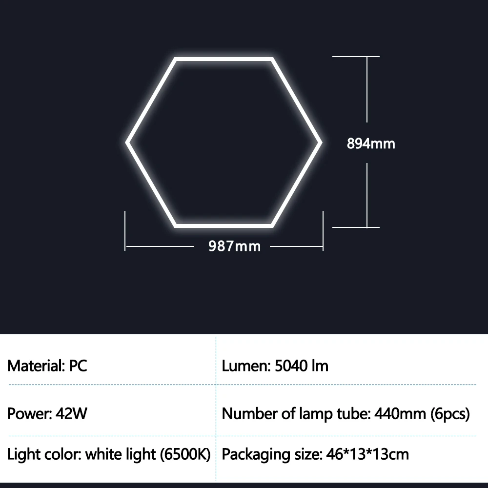 Zeshoekige garageverlichting roosters LED plafondlamp 6500K superheldere honingraatverlichting plafond voor magazijn autowerkplaats tentoonstellingshal