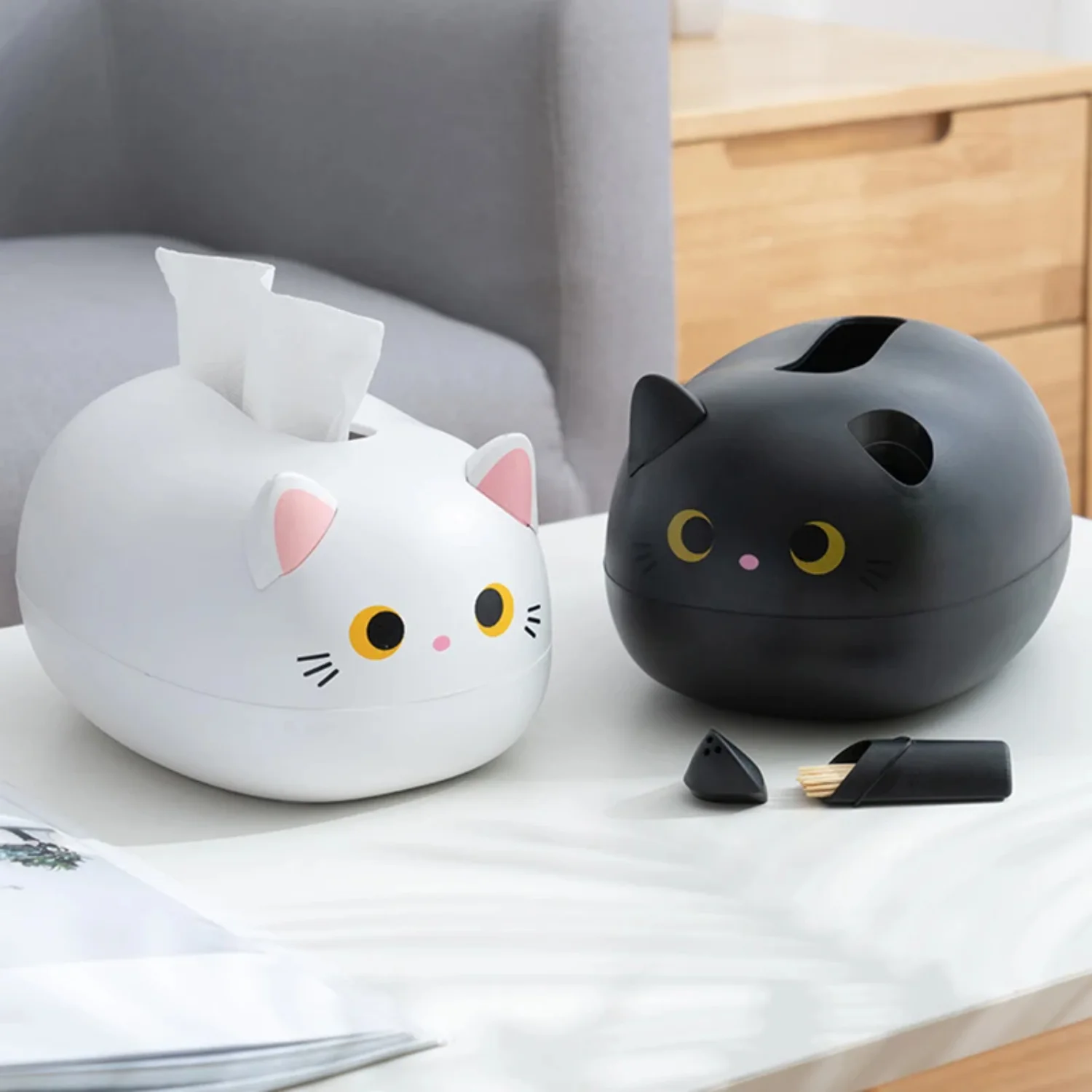 

Kawaii Cat Tissue Box Napkin Box Wc Paper Container Desktop Toilet Paper Holder Nordic Style Decoration