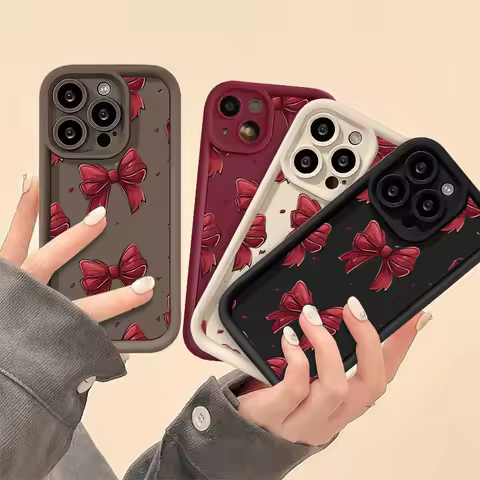 Cute Red Bowknot Phone Case For OPPO A3 A5 A6 Pro A5X A6X A38 A18 A60 A16 A16S A35 A36 A57 A17 A58 A78 A98 F31 Pro Plus Casing