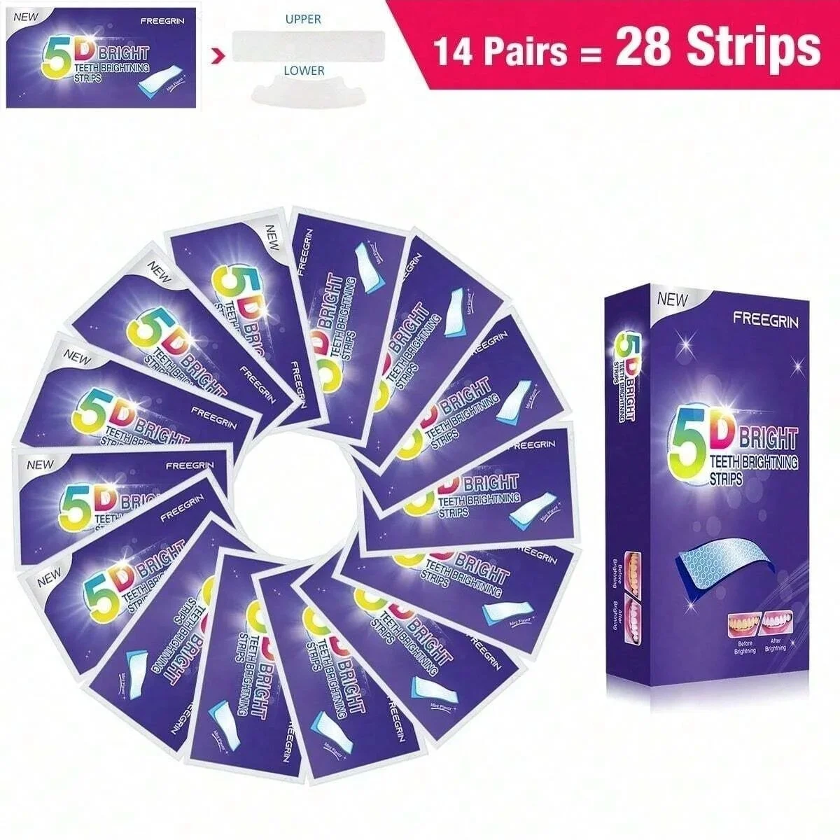 

[ 5D ] Эффективные полоски для отбеливания зубов Отбеливающие полоски Отбеливатель для зубов помогает удалить желтые зубы и пятна Средство для удаления пятен на зубах