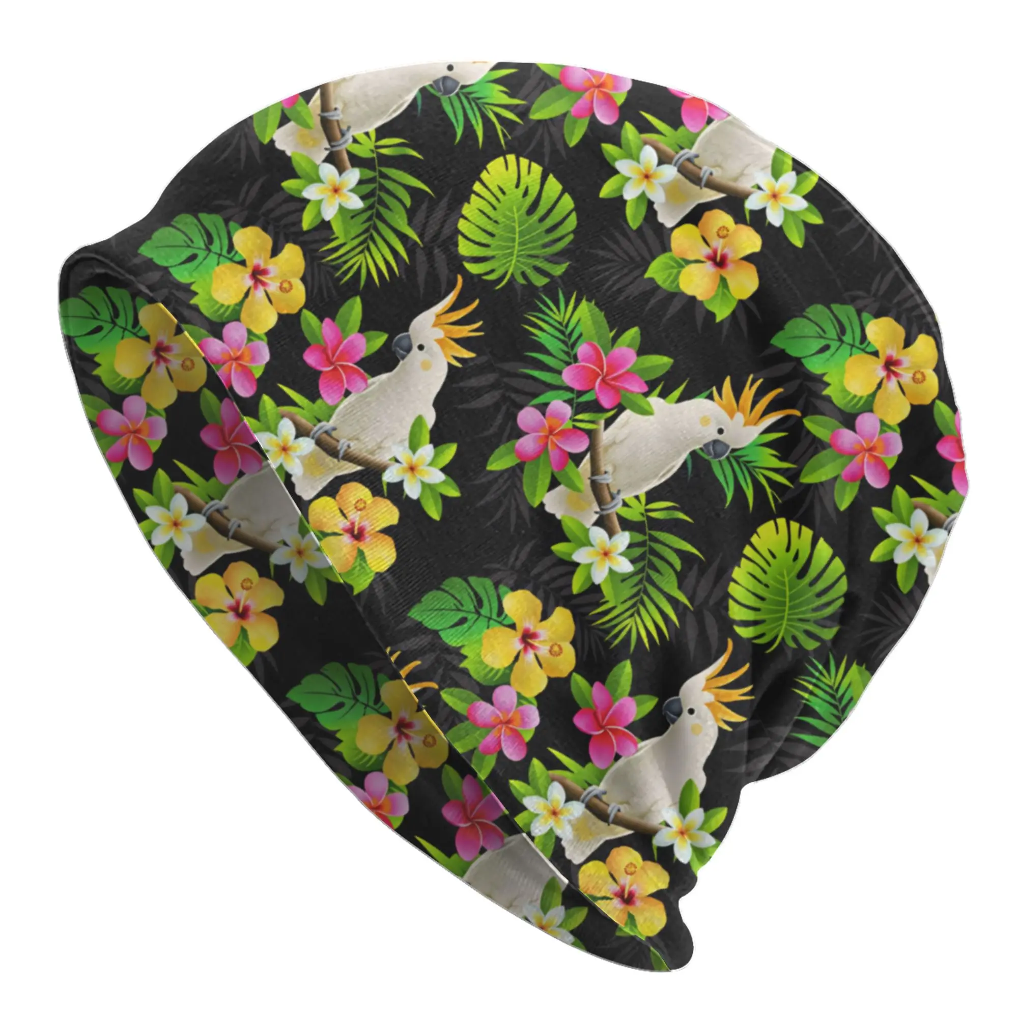 Hawaiian Style Parrot Tropical Seamless Pattern Bonnet Hats Hip Hop Knitting Hat For Men Women Warm Winter Skullies Beanies Caps
