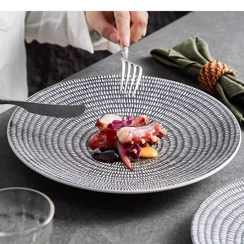 Raindrop Ceramic Shallow Plate Steak Dessert Snack Sashimi Plates Molecular Cuisine Specialty Tableware