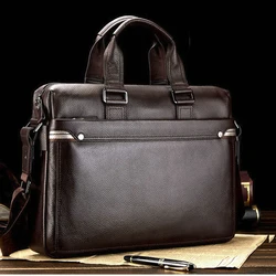 Maletín de cuero genuino de vaca para hombre, bolso de mano de 16 pulgadas para ordenador portátil, de marca de lujo, a la moda, novedad de 2024