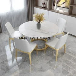 Luxury Floor 4 Chairs Dining Tables Coffee Desk White Living Room Dining Tables Set Mesas De Jantar Library Furniture WW50DT