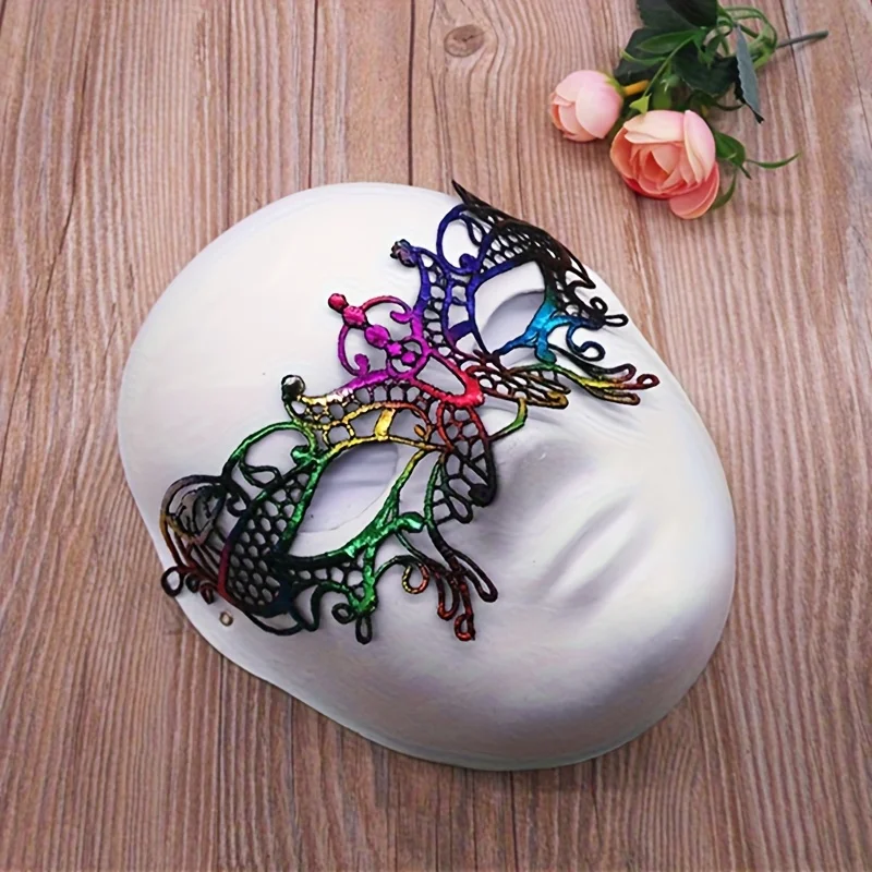 6 قطع من قناع نصف وجه من الدانتيل للهالوين، قناع تنكر متعدد الألوان للكرنفال، الحفلات، الكرة، قناع البندقية الأنيق للنساء