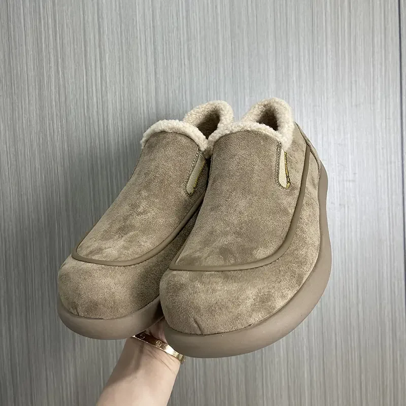 

Мужские зимние ботинки без шнуровки на флисовой подкладке, новый стиль 2026, очень толстые зимние ботинки для экстремального и холодного использования на открытом воздухе