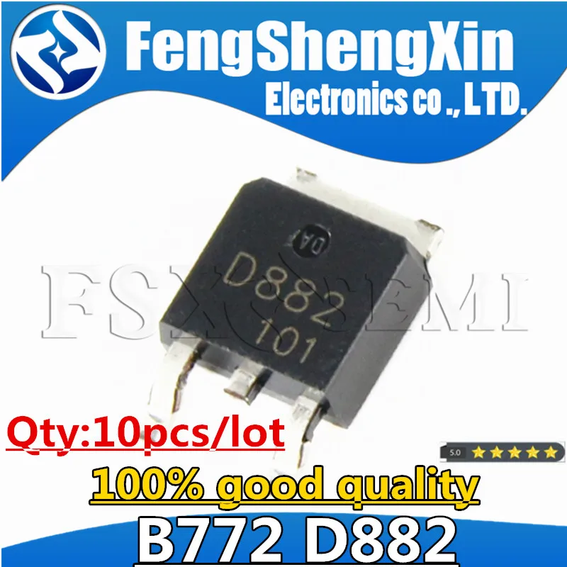 10pcs/lot 2SD882 D882 D882M 2SB772 B772 B772M TO-252 NPN SILICON POWER TRANSISTOR
