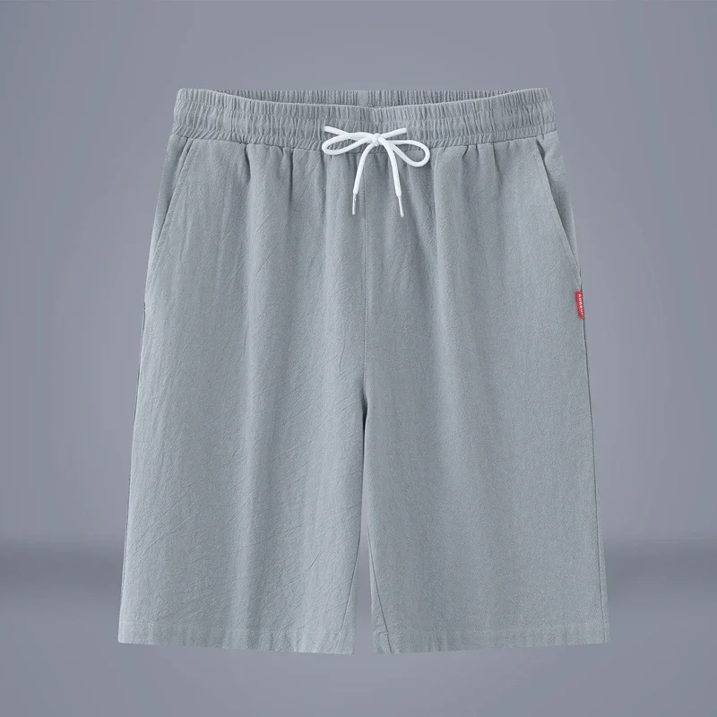 

Summer Versatile Men's Beach Shorts in Chinese Cotton and Linen, Comfortable and Casual Solid Color