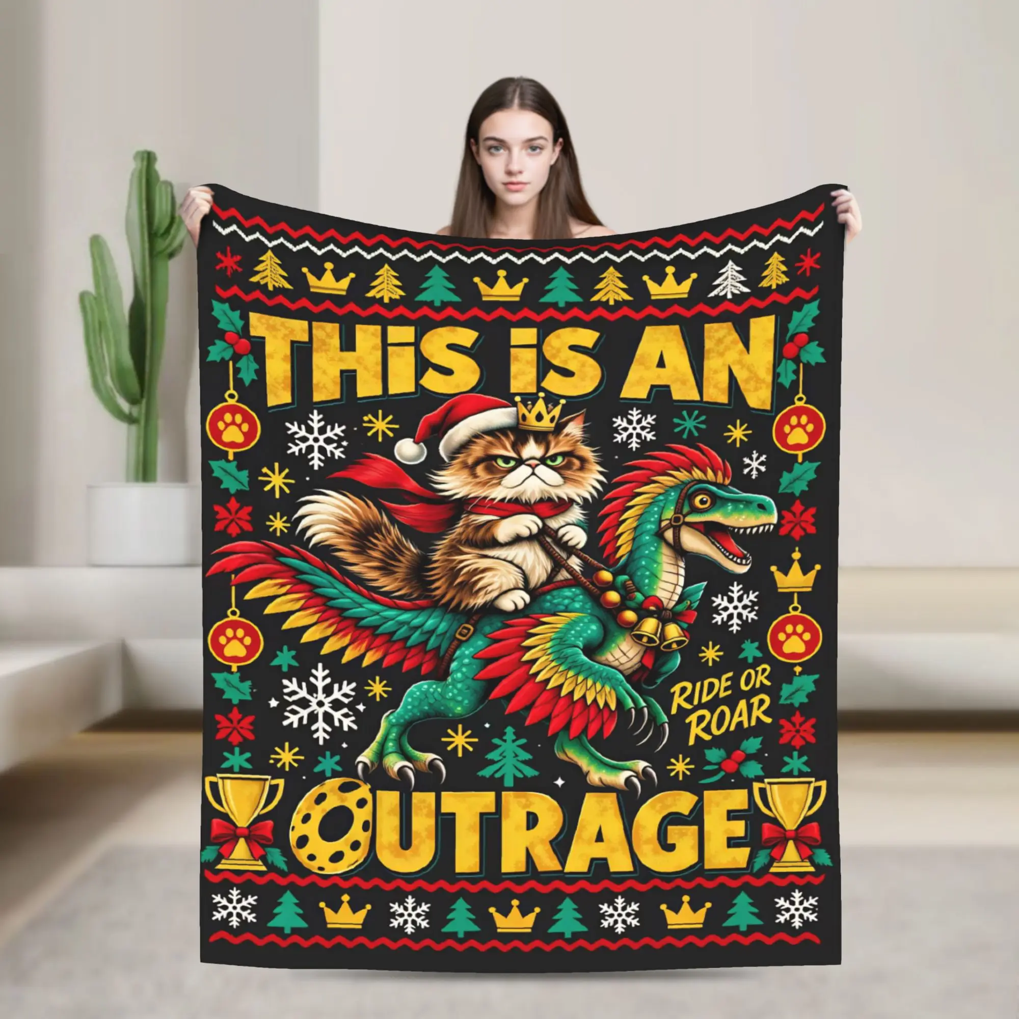 Warm Blanket Picnic Funny Christmas This Is An Outrage Princess Donut Bedding Throws Funny  Bedspread For Couch Bed
