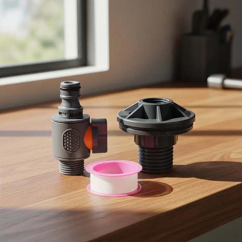 

PVC Water Tank Straight Valve Nipple Quick Stop Connector Rubber Coated Adapter Matching Pink Tape Plumbing