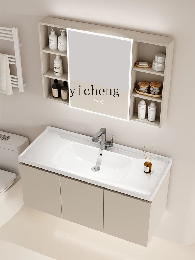 YY Cream Style Bathroom Cabinet Combination Integrated Ceramic Basin Wash Basin Washstand