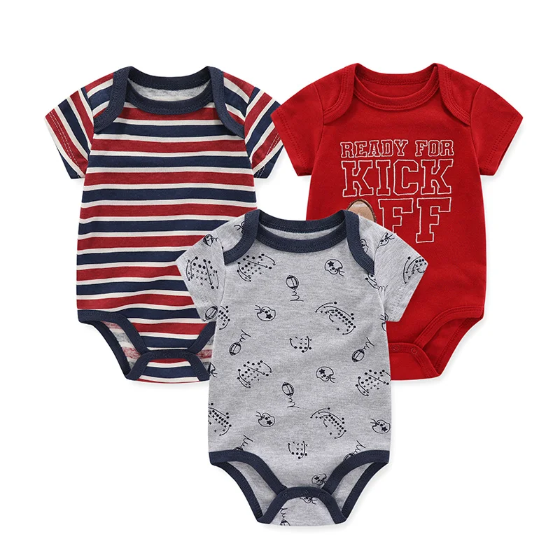 3Pcs/Lot Summer Cartoon Baby Bodysuits Boy Girl 100%Cotton Soft Onesies Unisex Infant Clothes