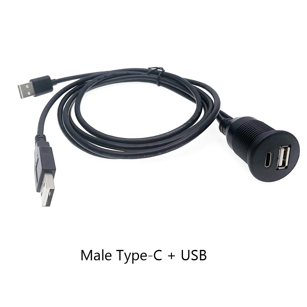 4 6 Pin Universal Car Radio Type-C USB 2.0 Female Dock Panel Dashboard Flush Mount  Extension Cable Adapter for Android Player