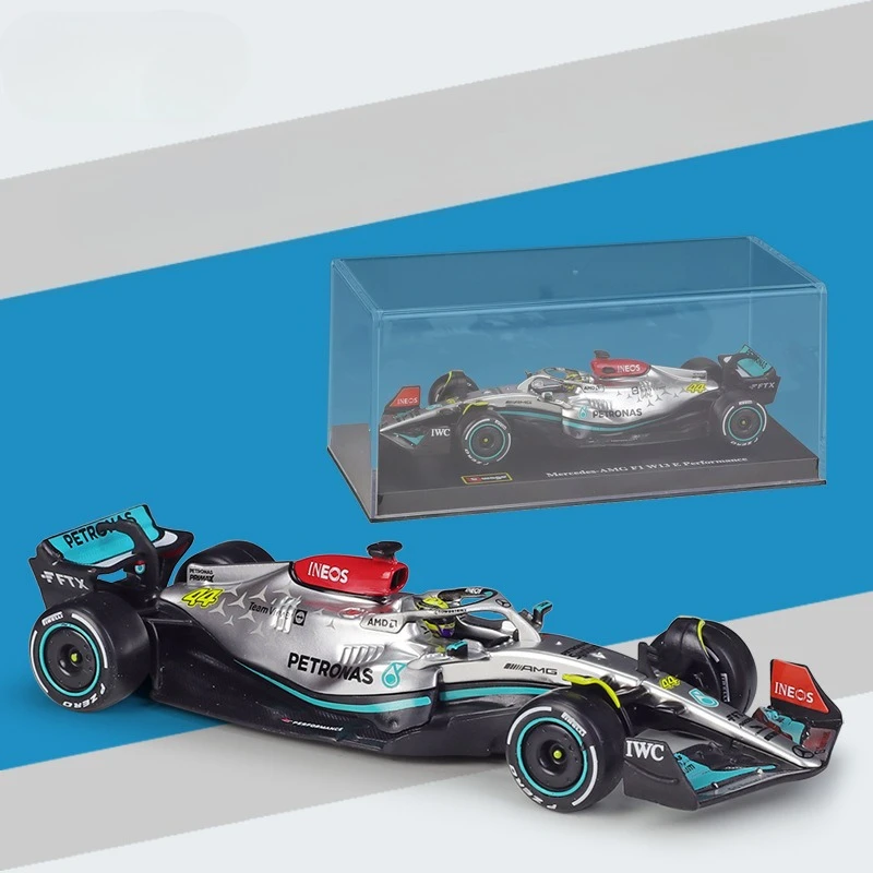 1:43F1 Racing AMG W13E Simulation Alloy Car Model with Plexiglass Display Box