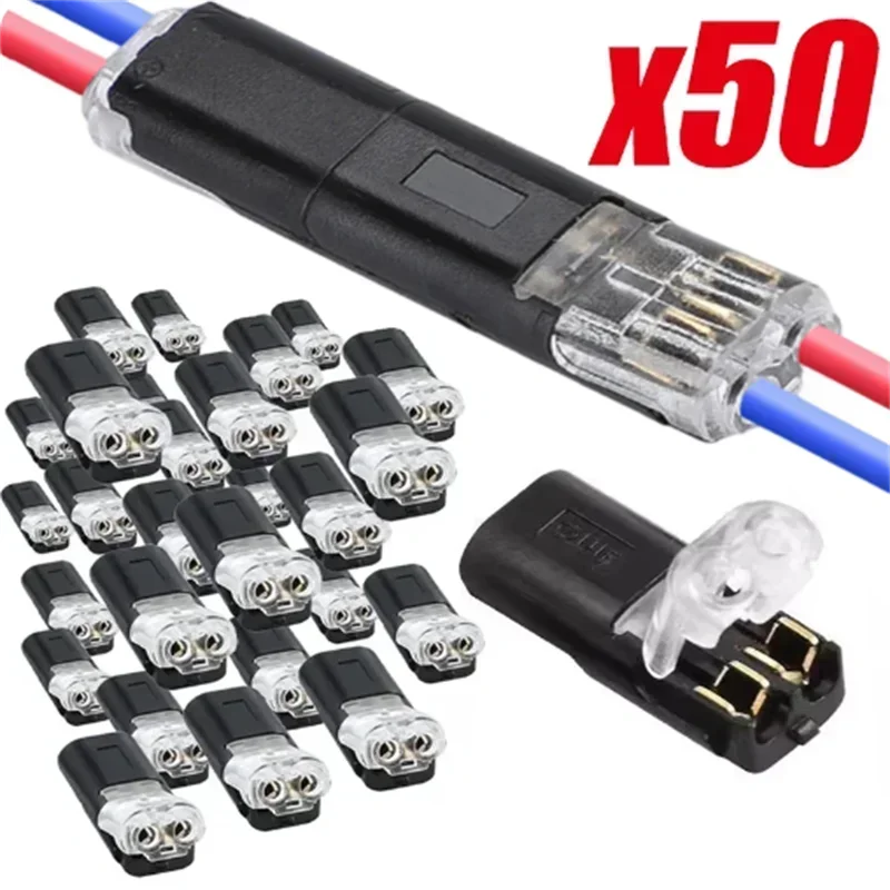 2 Pin Pluggable Wire Connector Quick Splice Electrical Cable Crimp Terminals for Wires Wiring 22-20AWG LED Car Connectors