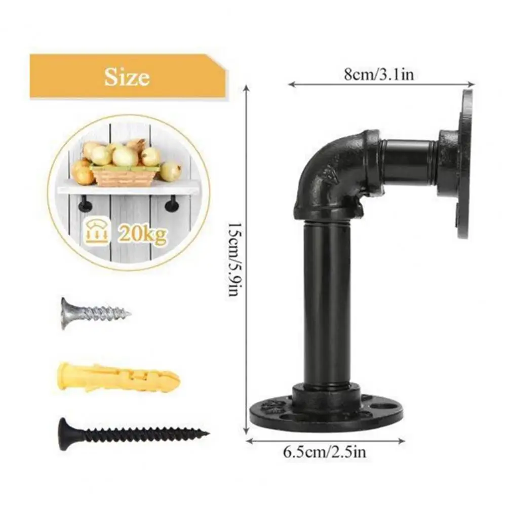 2Pcs Industrial Curtain Rods Wall Partition Pipe Racks Wall Mounted Plumbing Pipe Shelves Iron Storage Bracket Wall Bracket Rack