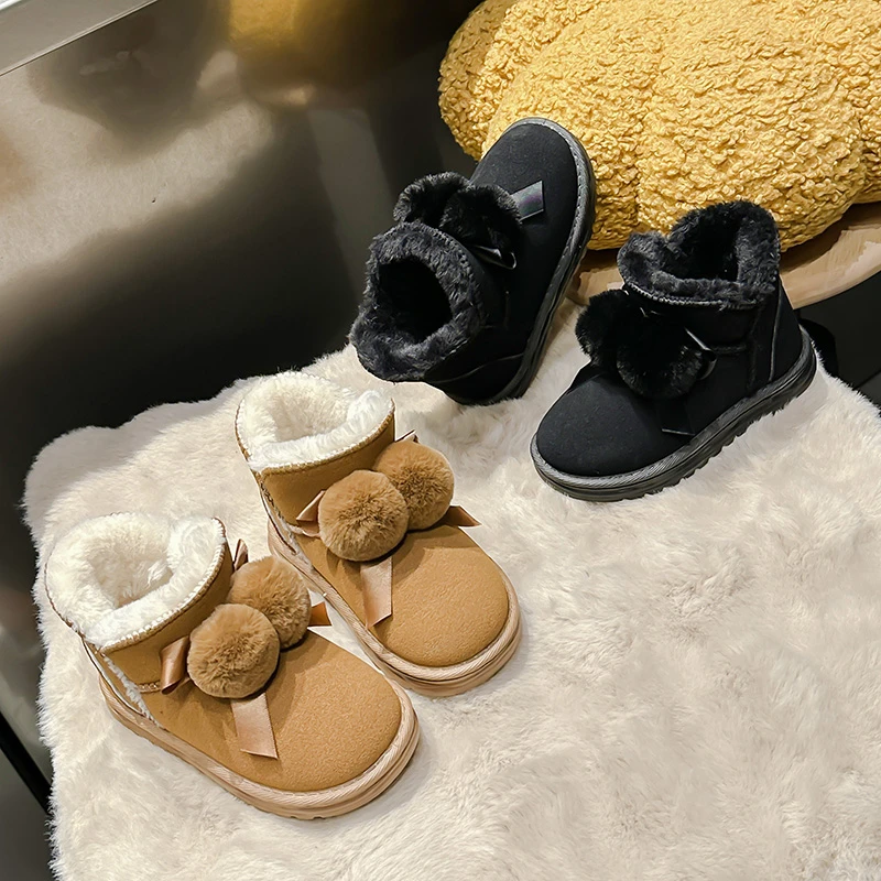 Girls' snow boots, thickened and plush winter new children's cotton boots short boot ladies and children's warmth