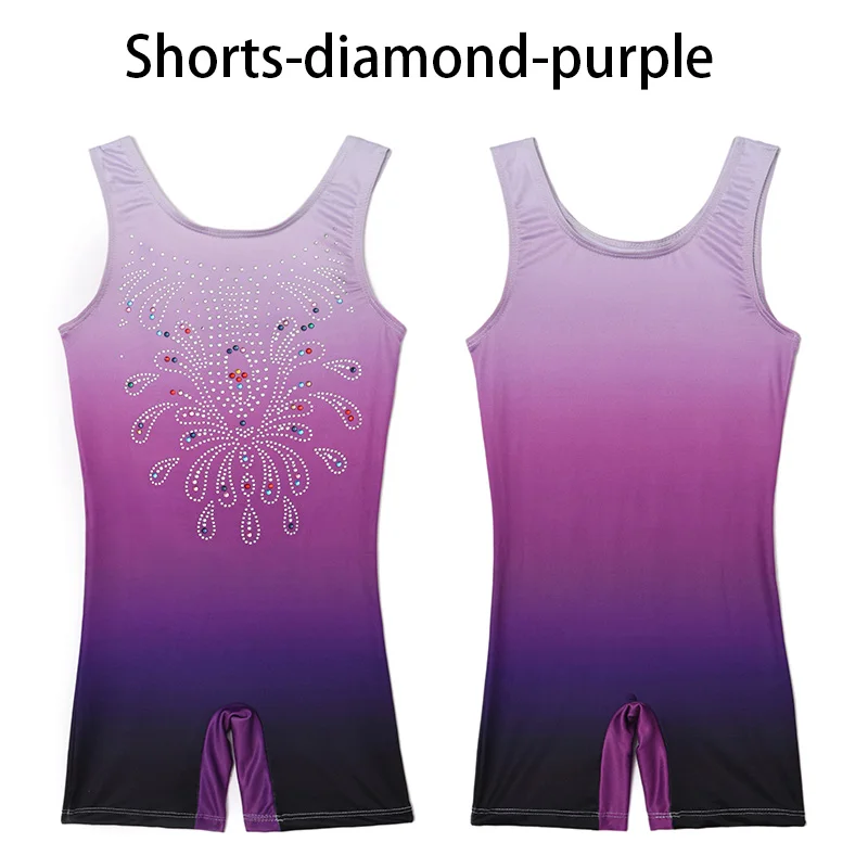 Leotards for Girls Gymnastics Dance Practice Ballet Tank Shorts-diamond Sparkly One Piece with Lovely Patterns and Sparkly Spots