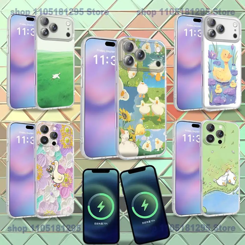 

Cute Cartoon Duck Phone Case For iPhone 16,14,11,17,13,15,12,Air,Plus,Pro,Max,E,Mini Frosted for MagSafe Magnetic Wireless