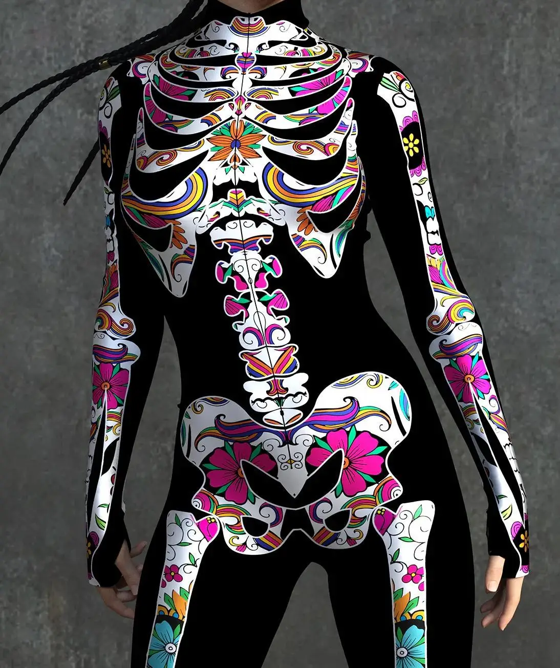 Karneval Totenkopf Party Bodysuit Damen Sexy Horror-Print Jumpsuit Feiertagsparty Maskerade Catsuit Kostüm Einzigartiges Aerial Yoga Set – Detail 26
