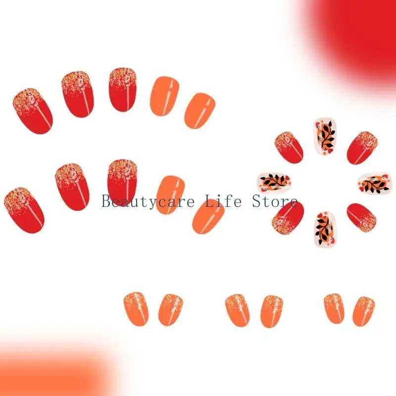 652C Artificial Unghia 24pcs Orghi artificiali Short Oval Press punte