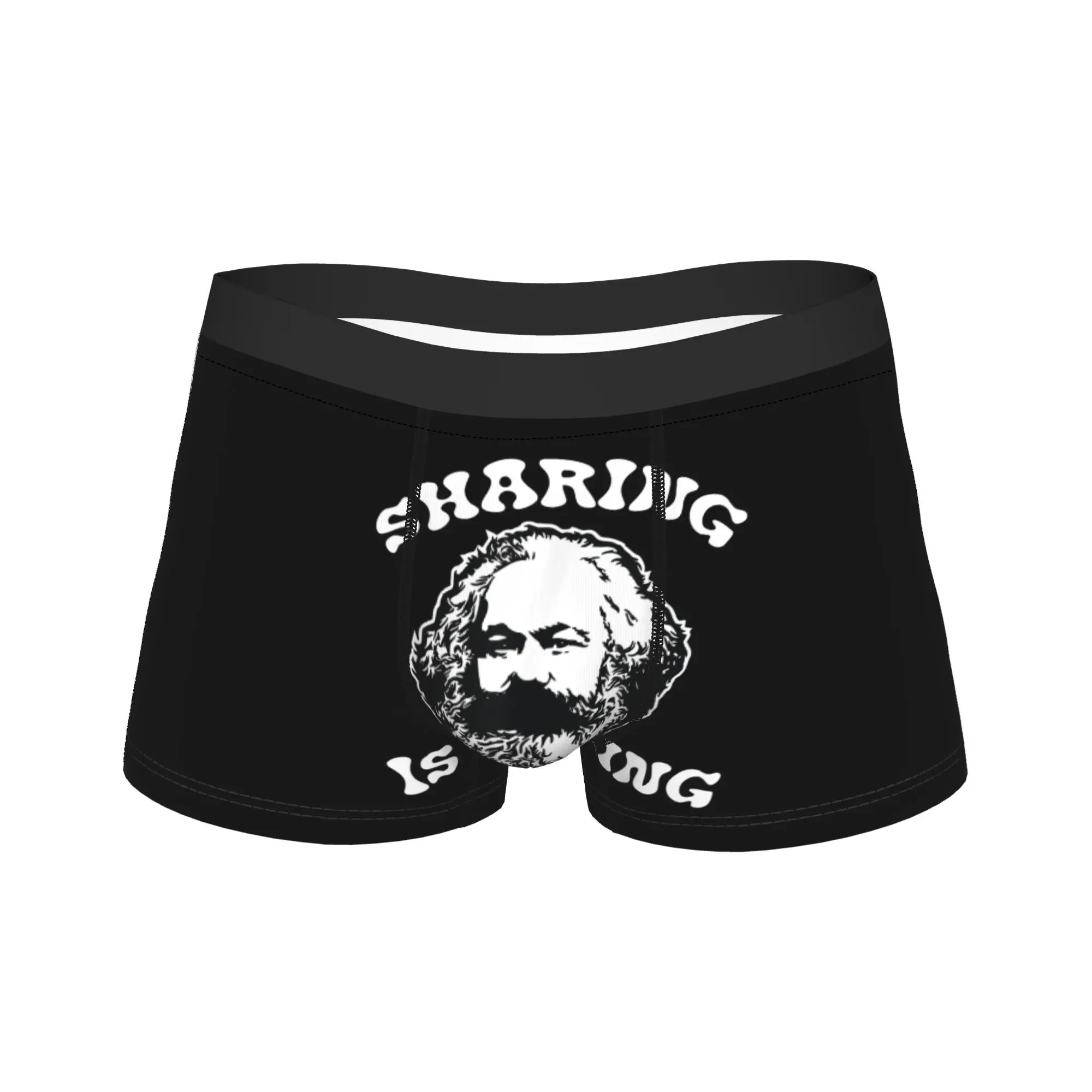

Karl Marx Sharing is Caring Забавное политическое социалистское нижнее белье Мужские трусы Удобный багажник Лидер продаж Трусы-боксеры больших размеров