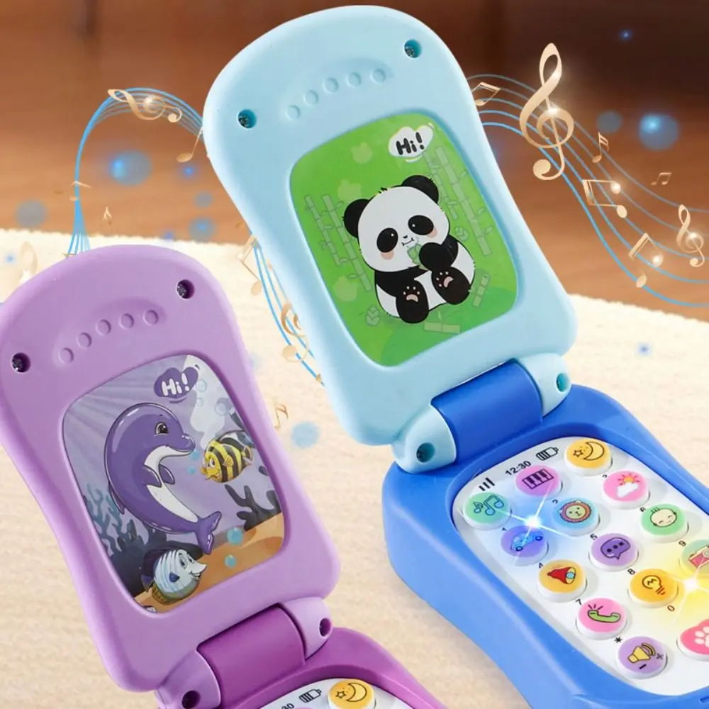 Telefono di simulazione Telefono cellulare elettronico per bambini Flip Cover Telefoni vocali Musica musicale sicura Controllo musica che dorme infantile