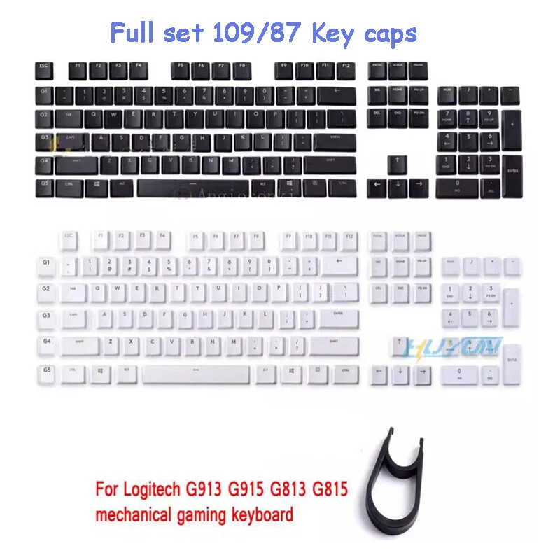 OEM Replacement for Logitech G813 G913 G815 G915 Keyboard WH/BK A Full Set 109/87 Key Caps