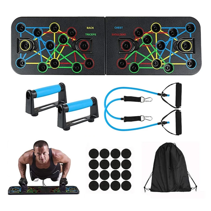 

23 in 1 Multi-Function Foldable Push Up Board with Resistance Tube Bands Pull Rope Bodybuilding Exercise Push-up Stand Board