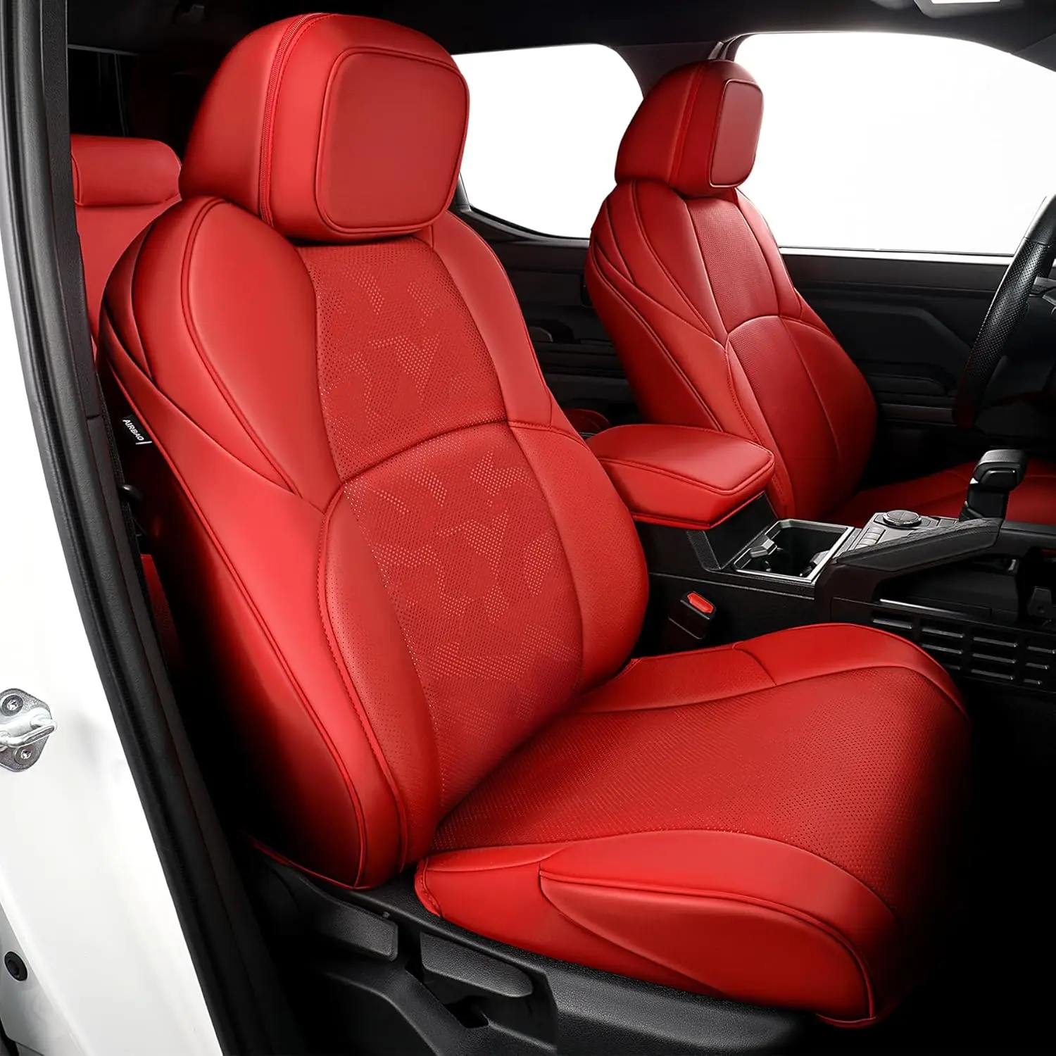 

For Tacoma 2024 - 2026, Luxury Leather, Red, Waterproof 5 - Seat Full - Coverage Car Seat Covers