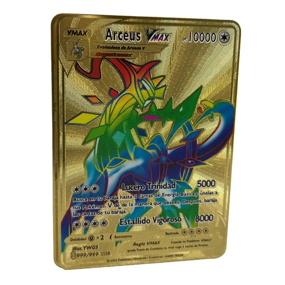 Spanish Pokemon card Gold metal Pokemon card Spanish hard iron card Super Dream Picachu gx Flame-breathing dragon vmax set game