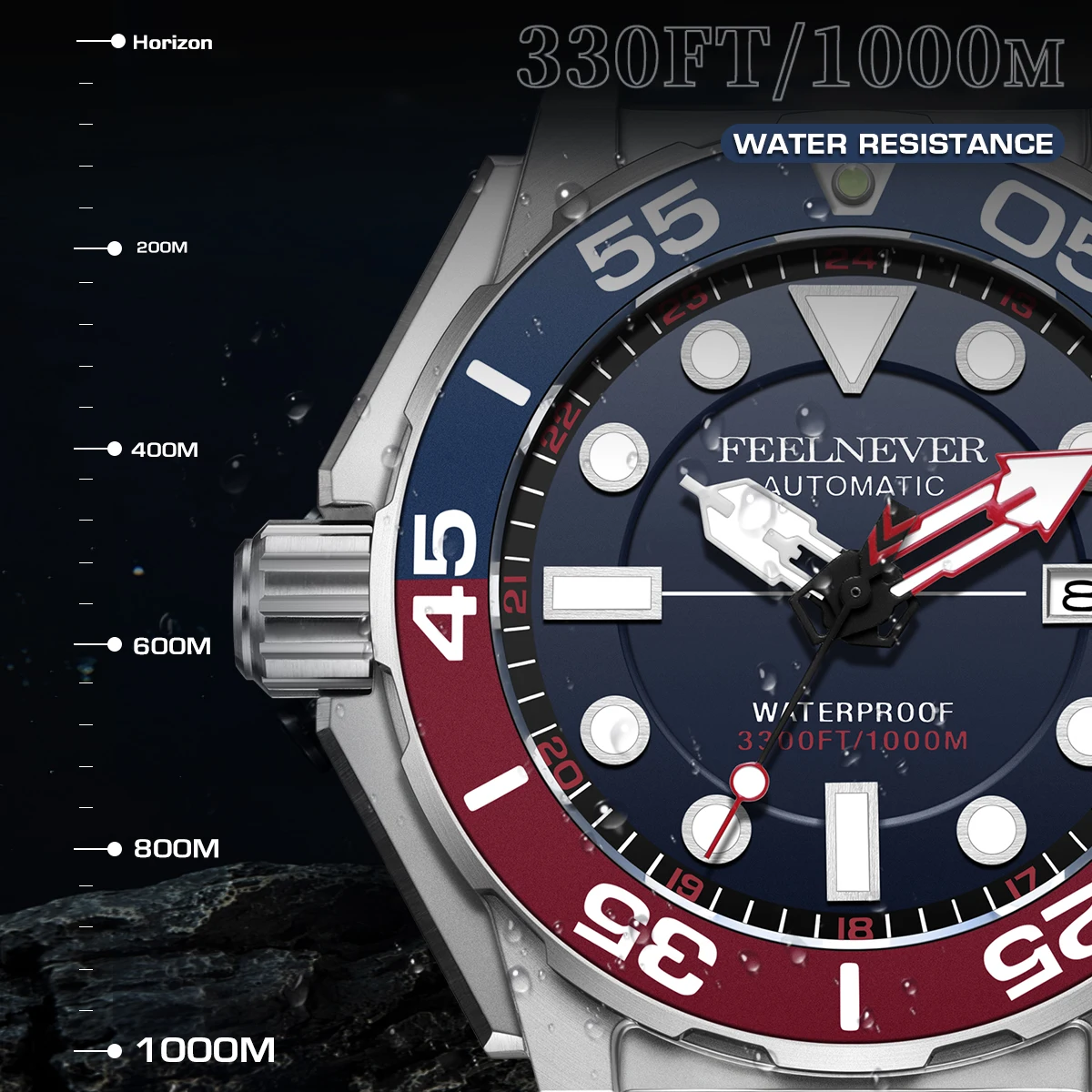 FEELNEVER Men Mechanical Wristwatch Automatic Watch Leisure Fashion Business Waterproof Multi Functional Watch With Watch +Box view 6