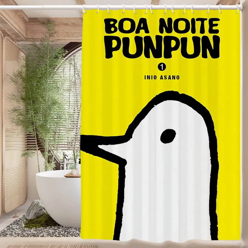 

Симпатичная занавеска для ванной комнаты G-goodnight P-punpun, классическая тканевая занавеска для душа в стиле аниме с 12 крючками, водонепроницаемый декор для ванной комнаты