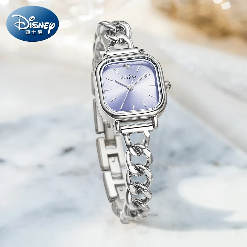 Disney-reloj cuadrado de Mickey para mujer, cronógrafo de cuarzo con cadena aerodinámica, resistente al agua, diseño único creativo, caja de regalo, Masculino