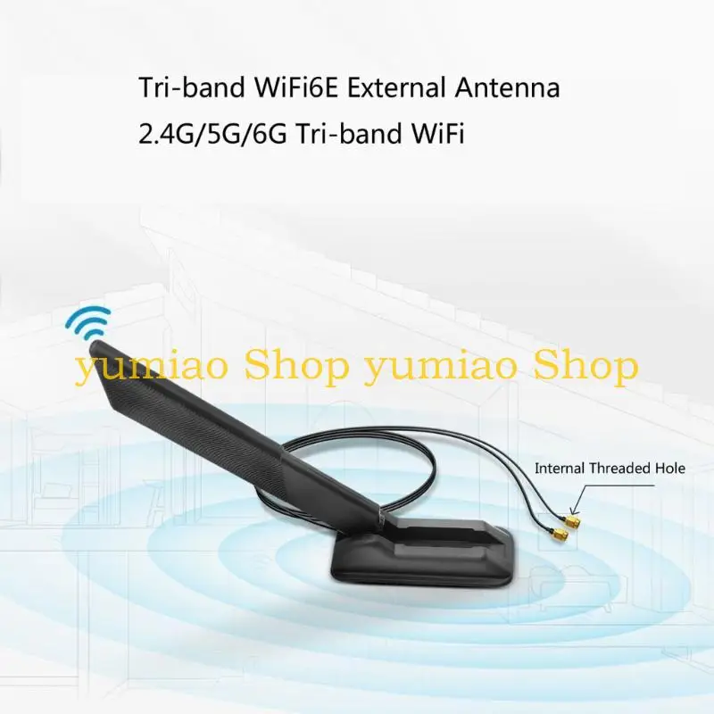 587B 2.4G 6G WiFi6E Antennas Reception 12dB 2SMA Internal Thread Foldable Antennas with Convenient Base