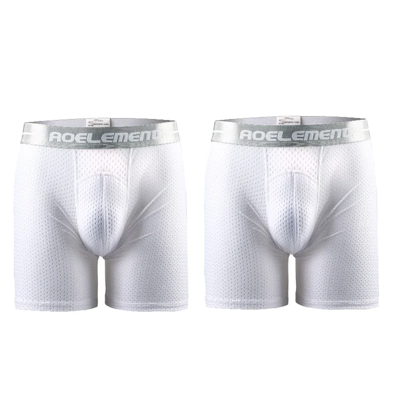 

Комплект из 2 мужских удлиненных спортивных трусов-боксеров для бега, с защитой от натирания, больших размеров, из ледяного шелка, свободного кроя, для полных мужчин