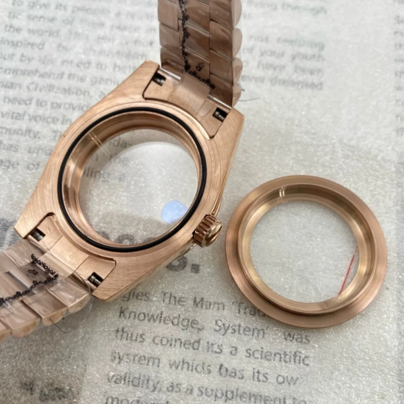 36mm 39mm Schwarzgold Oyster Perpetual DateJust Uhrengehäuse und Armband für Seiko NH35 NH36 NH38 Automatikwerk, passend für 28,5-29mm Zifferblatt – Detail 12