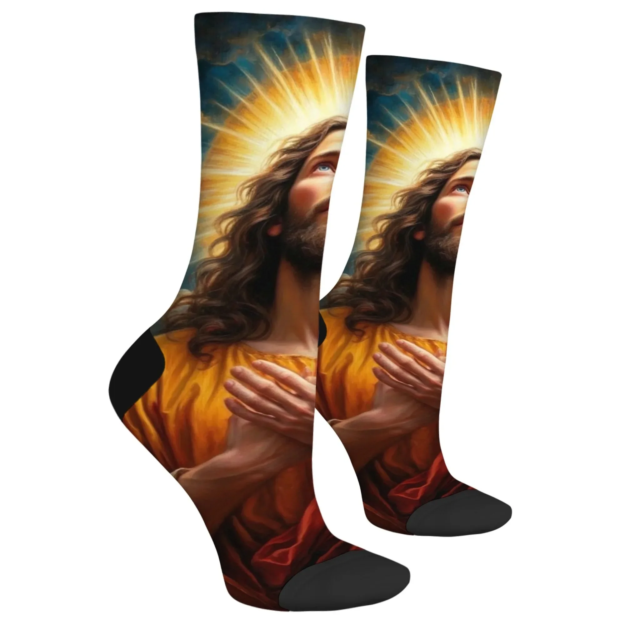 Jezus Christus Art Nieuwigheid Herensokken Retro Stijl Casual Mode Sokken Feestviering Cadeau Zachte Comfortabele Ademende Sokken